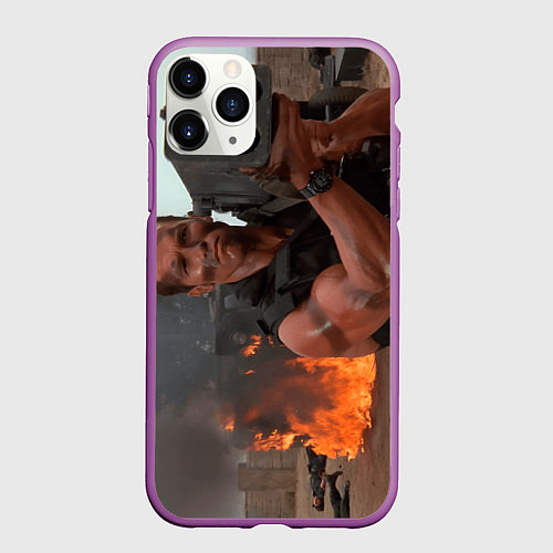 Чехол iPhone 11 Pro матовый Базука в руках Арнольда Шварценеггера / 3D-Фиолетовый – фото 1
