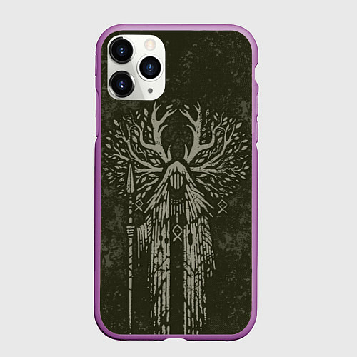 Чехол iPhone 11 Pro матовый Хранитель леса / 3D-Фиолетовый – фото 1