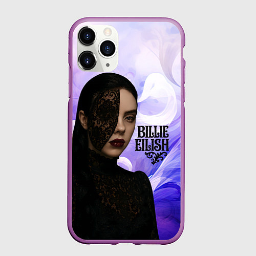 Чехол iPhone 11 Pro матовый Готический стиль Билли Айлиш / 3D-Фиолетовый – фото 1