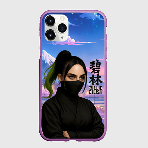 Чехол iPhone 11 Pro матовый Ниндзя Билли Айлиш / 3D-Фиолетовый – фото 1