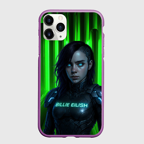 Чехол iPhone 11 Pro матовый Билли Айлиш космический костюм / 3D-Фиолетовый – фото 1