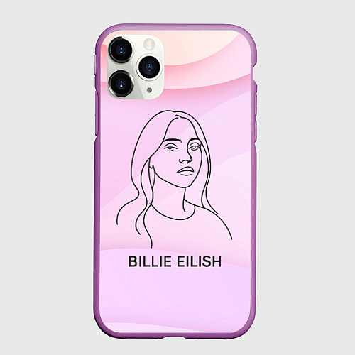 Чехол iPhone 11 Pro матовый Билли Айлиш из линии - минимализм / 3D-Фиолетовый – фото 1