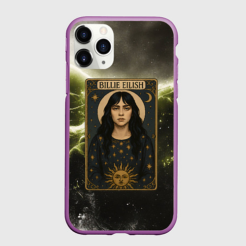 Чехол iPhone 11 Pro матовый Карта с Билли Айлиш / 3D-Фиолетовый – фото 1