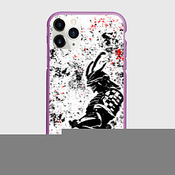 Чехол iPhone 11 Pro матовый Самурай - брызги красок