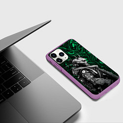 Чехол iPhone 11 Pro матовый Японский кибернетический Они, цвет: 3D-фиолетовый — фото 2