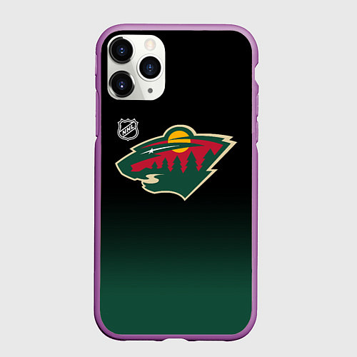 Чехол iPhone 11 Pro матовый Миннесота Уайлд - градиент / 3D-Фиолетовый – фото 1