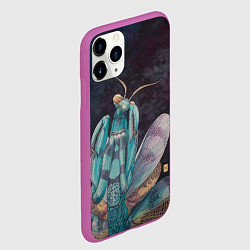 Чехол iPhone 11 Pro матовый Богомол акварельный, цвет: 3D-фиолетовый — фото 2