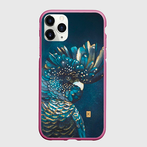 Чехол iPhone 11 Pro матовый Попугай акварельный - big picture / 3D-Малиновый – фото 1