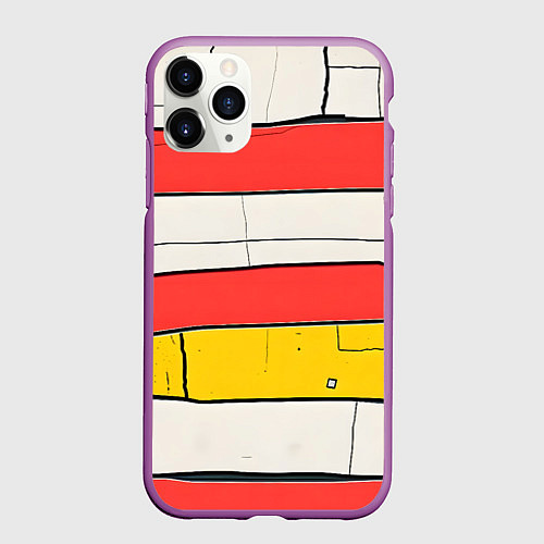Чехол iPhone 11 Pro матовый Красные полоски / 3D-Фиолетовый – фото 1