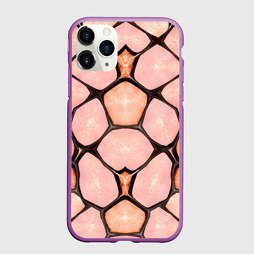 Чехол iPhone 11 Pro матовый Розовые пятна жирафа / 3D-Фиолетовый – фото 1