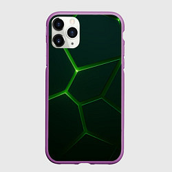 Чехол iPhone 11 Pro матовый Зеленые нано плиты, цвет: 3D-фиолетовый