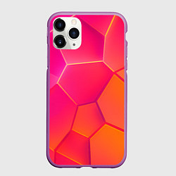 Чехол iPhone 11 Pro матовый Розово-оранжевые плиты, цвет: 3D-фиолетовый