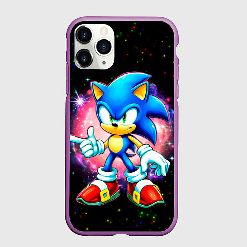 Чехол iPhone 11 Pro матовый Sonic in space / 3D-Фиолетовый – фото 1