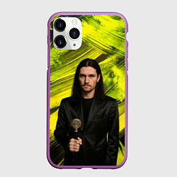 Чехол iPhone 11 Pro матовый Bones держит трость, цвет: 3D-фиолетовый