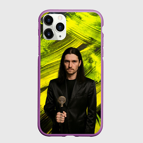 Чехол iPhone 11 Pro матовый Bones держит трость / 3D-Фиолетовый – фото 1