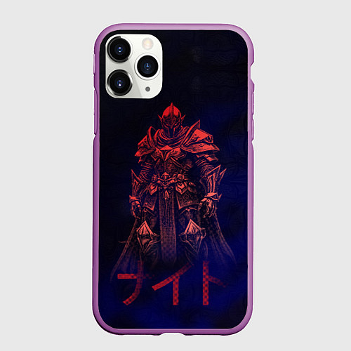 Чехол iPhone 11 Pro матовый Мифический воин в неоновом свете / 3D-Фиолетовый – фото 1