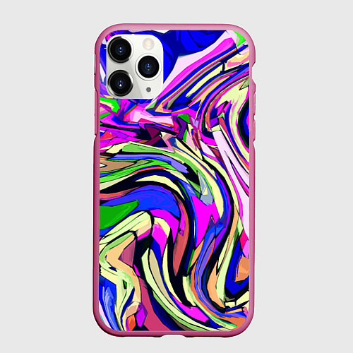 Чехол iPhone 11 Pro матовый Абстракция пластика синий / 3D-Малиновый – фото 1