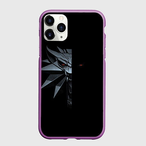 Чехол iPhone 11 Pro матовый Зверь в полумраке - Ведьмак 3 / 3D-Фиолетовый – фото 1