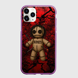 Чехол iPhone 11 Pro матовый Кукла Вуду Bones, цвет: 3D-фиолетовый
