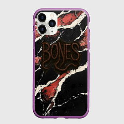 Чехол iPhone 11 Pro матовый Bones черви, цвет: 3D-фиолетовый