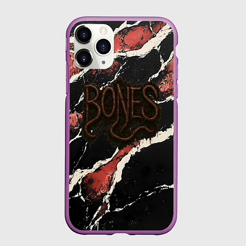 Чехол iPhone 11 Pro матовый Bones черви / 3D-Фиолетовый – фото 1