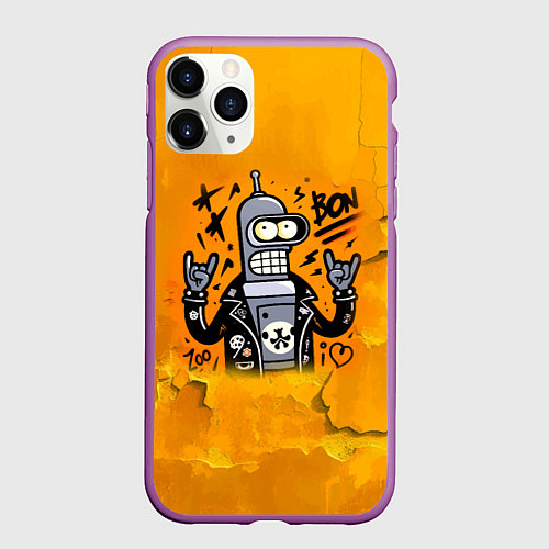 Чехол iPhone 11 Pro матовый Cool Bender - graffiti / 3D-Фиолетовый – фото 1