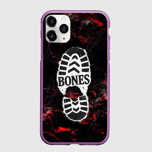 Чехол iPhone 11 Pro матовый Bones лого в стиле следа ботинка / 3D-Фиолетовый – фото 1