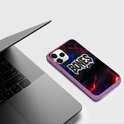 Чехол iPhone 11 Pro матовый Логотип Bones из земли, цвет: 3D-фиолетовый — фото 2