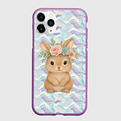 Чехол iPhone 11 Pro матовый Зайчик с венком из цветов на голове