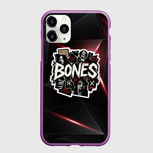 Чехол iPhone 11 Pro матовый Bones logo stickers / 3D-Фиолетовый – фото 1