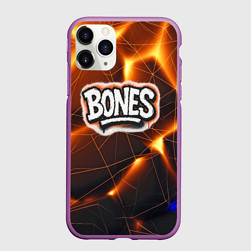 Чехол iPhone 11 Pro матовый Bones лого в уличном стиле / 3D-Фиолетовый – фото 1