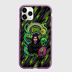 Чехол iPhone 11 Pro матовый Bones психоделический стиль, цвет: 3D-фиолетовый