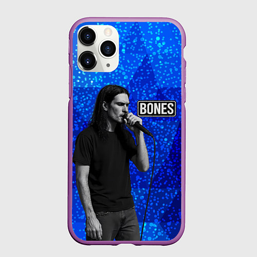 Чехол iPhone 11 Pro матовый Bones стоит с микрофоном / 3D-Фиолетовый – фото 1