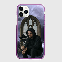 Чехол iPhone 11 Pro матовый Bones в стиле готики, цвет: 3D-фиолетовый