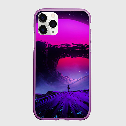 Чехол iPhone 11 Pro матовый A Journey on the planet / 3D-Фиолетовый – фото 1
