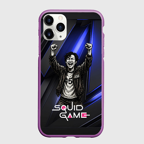 Чехол iPhone 11 Pro матовый Победа игрока 456 Игра в кальмара / 3D-Фиолетовый – фото 1