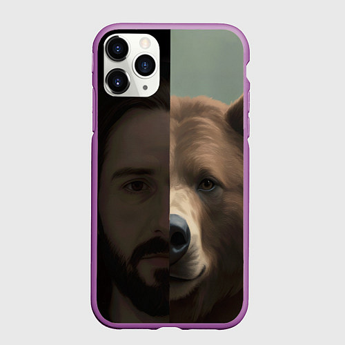 Чехол iPhone 11 Pro матовый Человек-медведь / 3D-Фиолетовый – фото 1