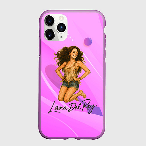 Чехол iPhone 11 Pro матовый Lana Del Rey прыгает / 3D-Фиолетовый – фото 1