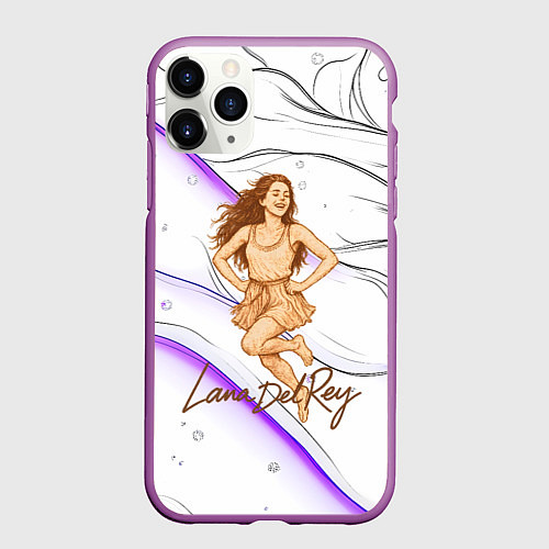 Чехол iPhone 11 Pro матовый Lana Del Rey радостно прыгает / 3D-Фиолетовый – фото 1