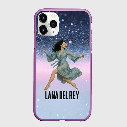 Чехол iPhone 11 Pro матовый Lana Del Rey прыгает в платье / 3D-Фиолетовый – фото 1