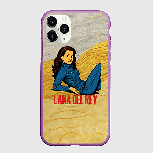 Чехол iPhone 11 Pro матовый Lana Del Rey в джинсовом костюме / 3D-Фиолетовый – фото 1