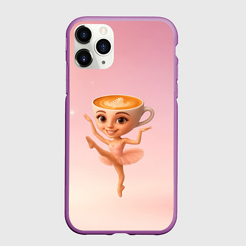 Чехол iPhone 11 Pro матовый Балерина капучино ии мем / 3D-Фиолетовый – фото 1