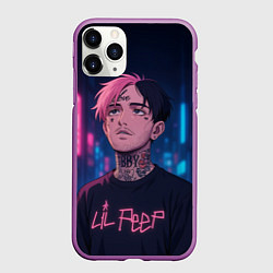 Чехол iPhone 11 Pro матовый LiL Peep - Неоновый аниме арт