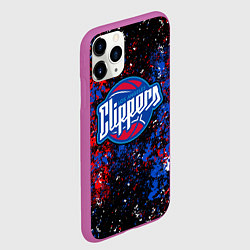 Чехол iPhone 11 Pro матовый Клипперс - цветовой хаос, цвет: 3D-фиолетовый — фото 2