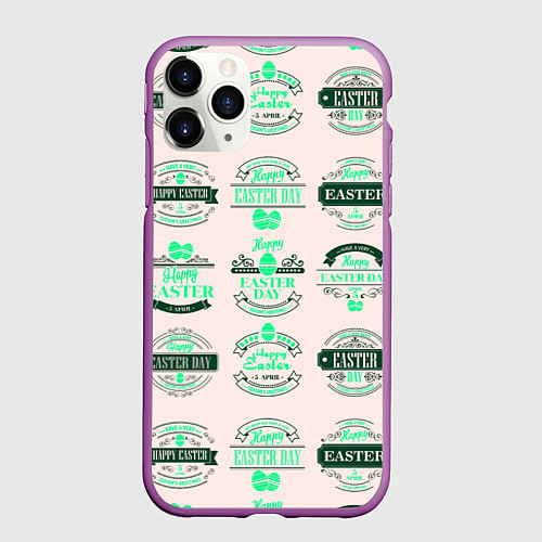 Чехол iPhone 11 Pro матовый Easter turquoise / 3D-Фиолетовый – фото 1
