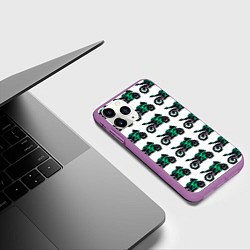 Чехол iPhone 11 Pro матовый Motorcycle turquoise, цвет: 3D-фиолетовый — фото 2