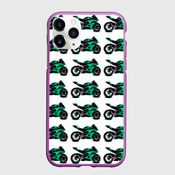 Чехол iPhone 11 Pro матовый Motorcycle turquoise