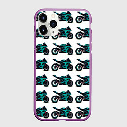 Чехол iPhone 11 Pro матовый Motorbike light blue