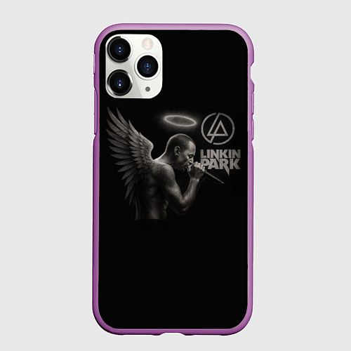 Чехол iPhone 11 Pro матовый Честер Беннингтон - LP angel / 3D-Фиолетовый – фото 1