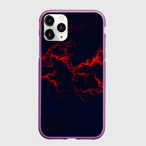 Чехол iPhone 11 Pro матовый Lightning red glow / 3D-Фиолетовый – фото 1